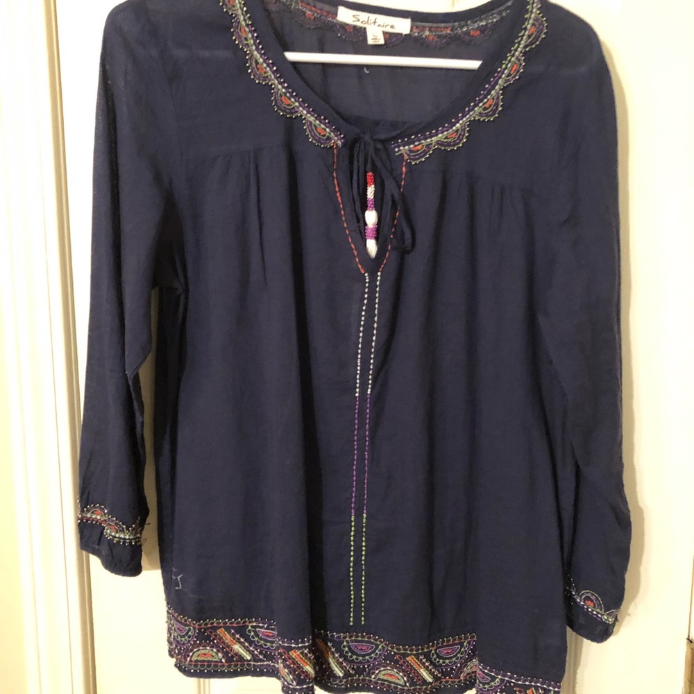 Top with embroidery and beading
